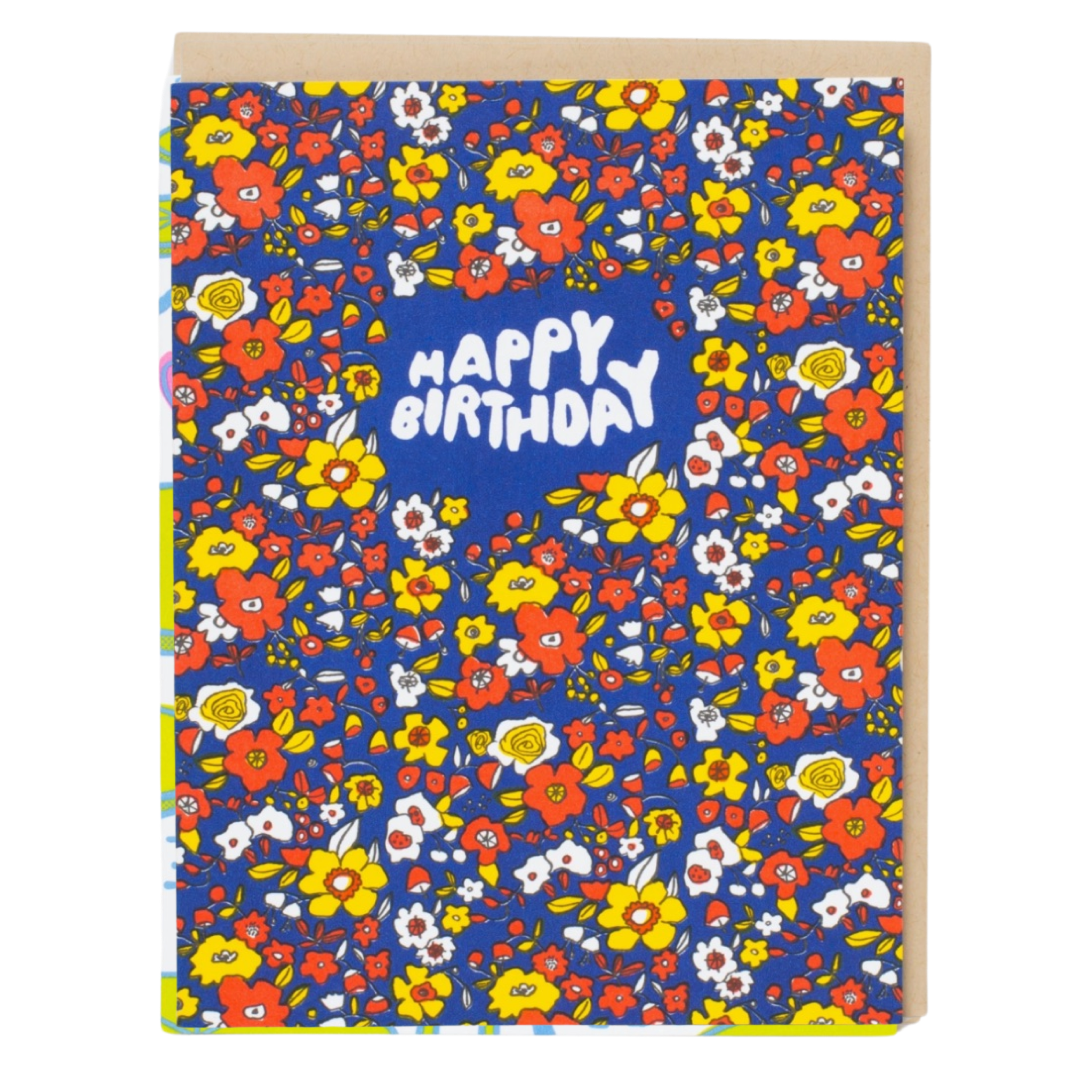 floral calico BIRTHDAY greeting card