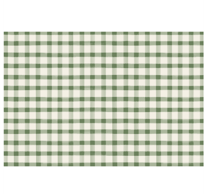 green + white check: paper placemats