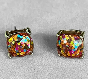 glitter gem stud earring