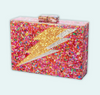 Pink Rainbow Confetti Lightning Bolt Acrylic Clutch