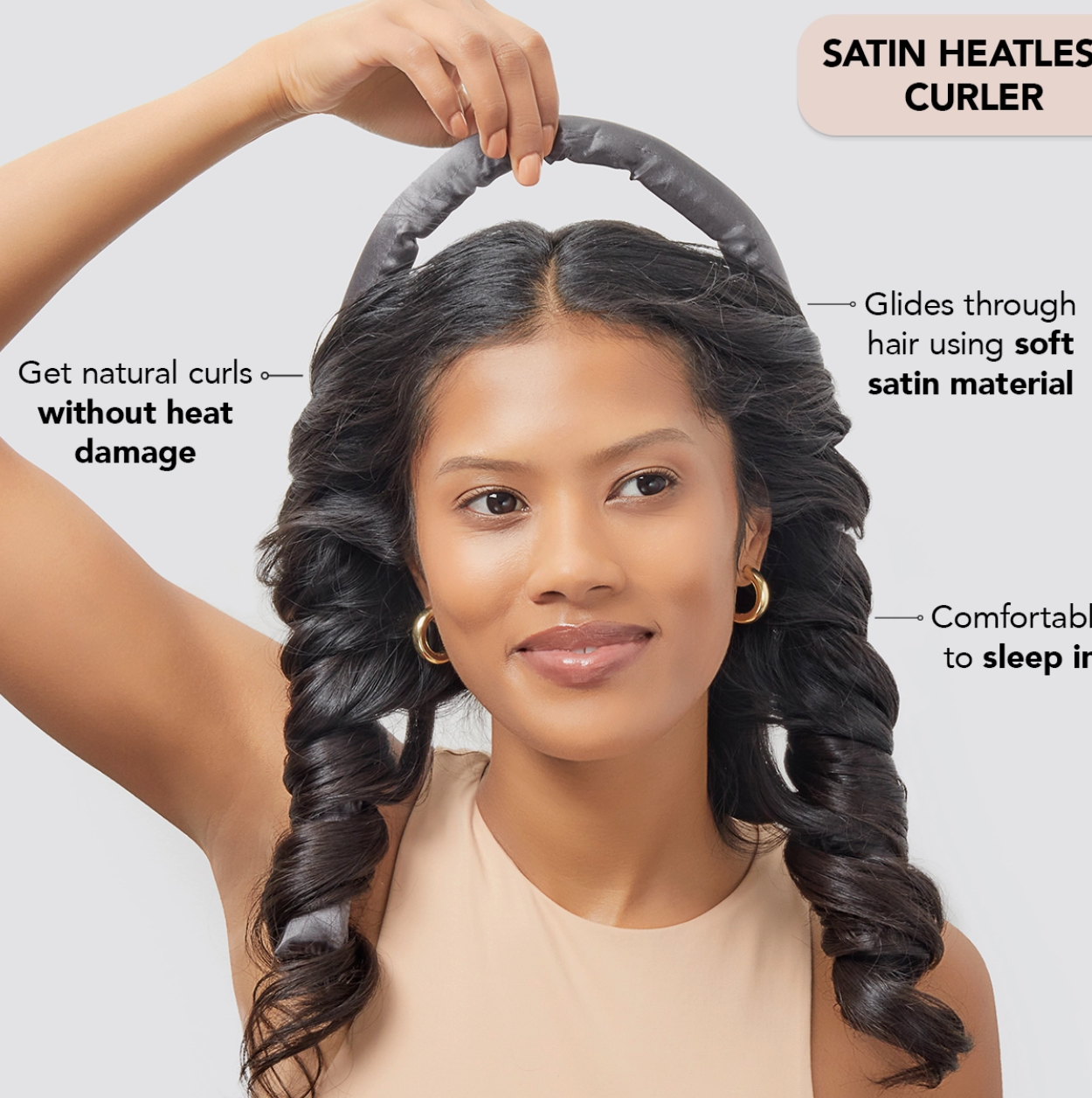Satin Heatless Curling Set - charcoal