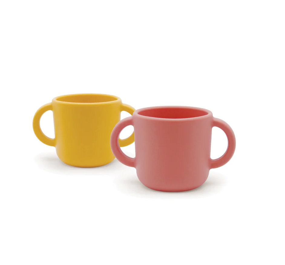 coral + mimosa training cup set : silicone kids