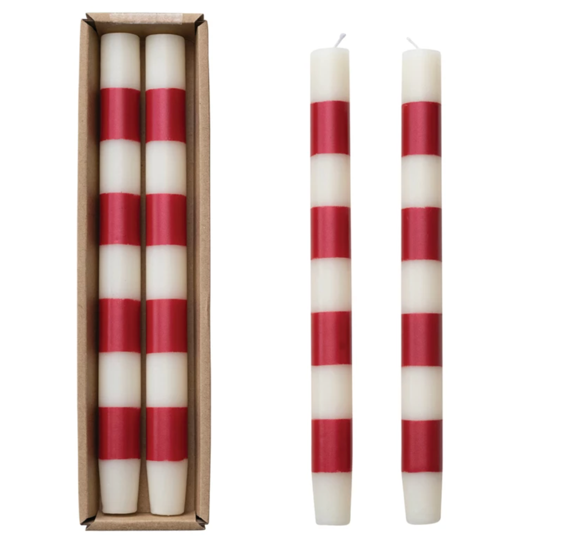 red/white 10" Taper Candles Stripes