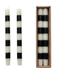 black/white 10" Taper Candles Stripes