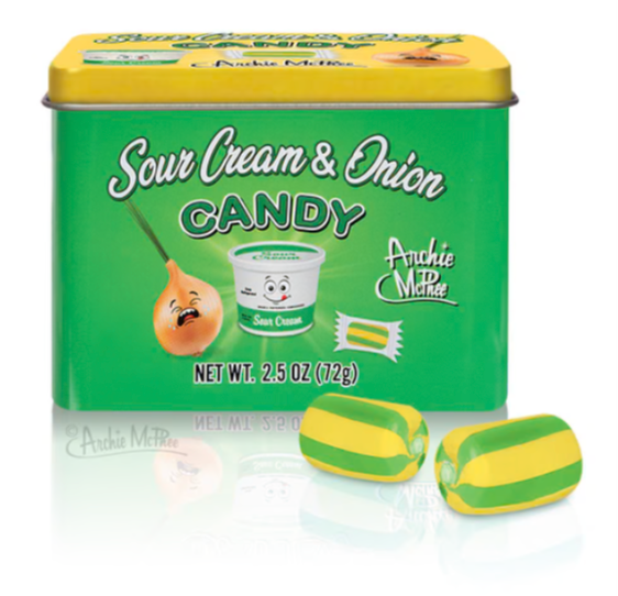 sour cream onion  candy in tin