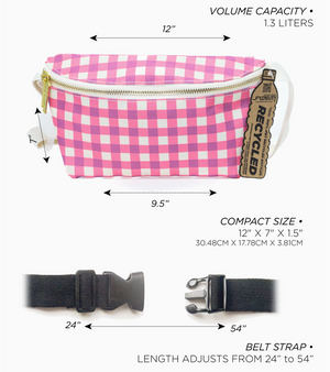 gingham pink : Fanny pack: small: ultra slim