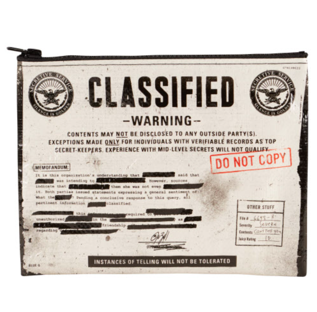 classified zipper pouch