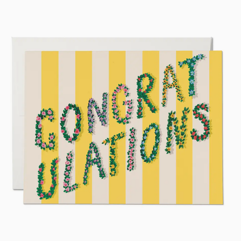 Yellow Stripes Congrats Congratulations Greeting Card