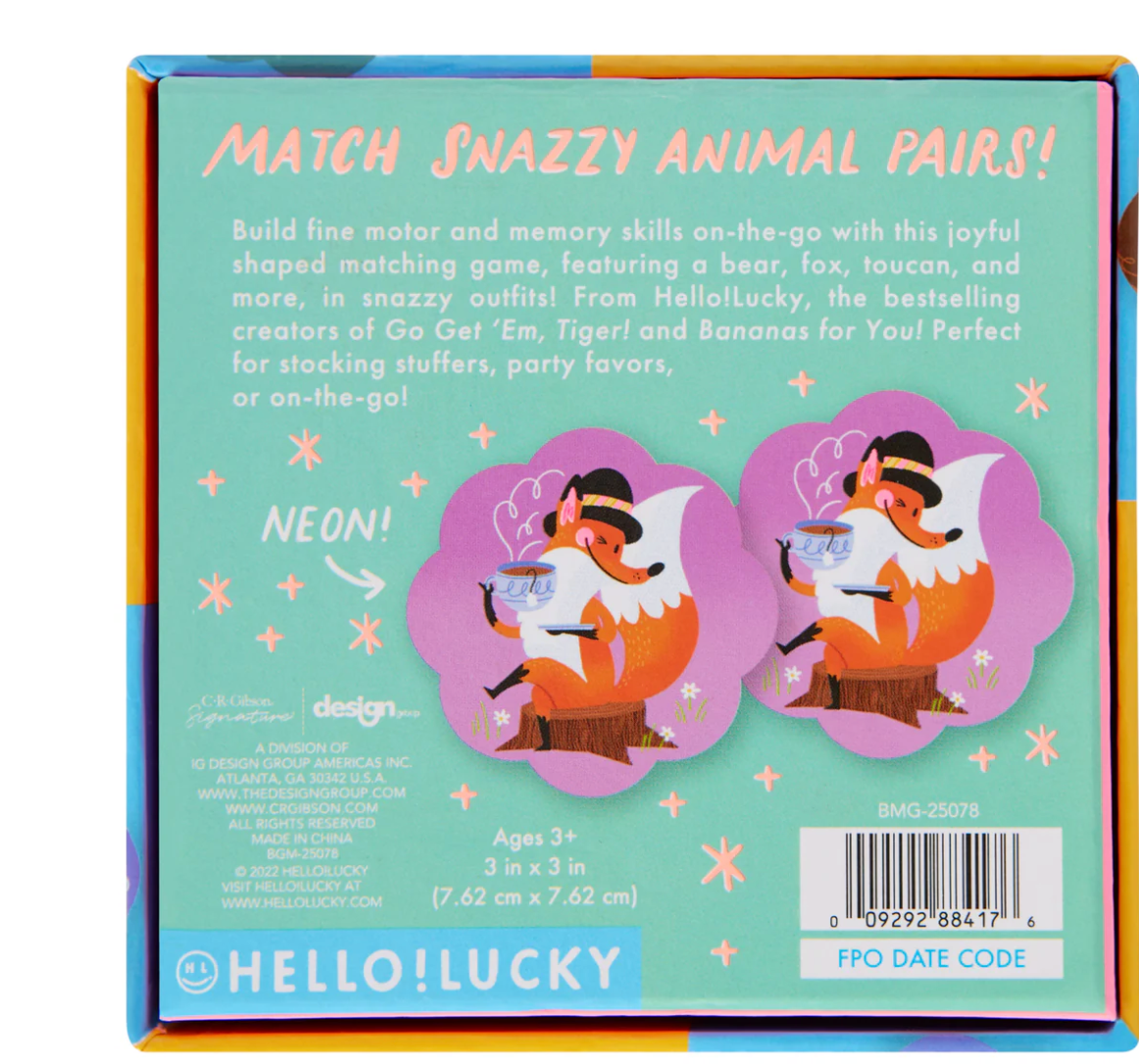 snazzy animals memory game