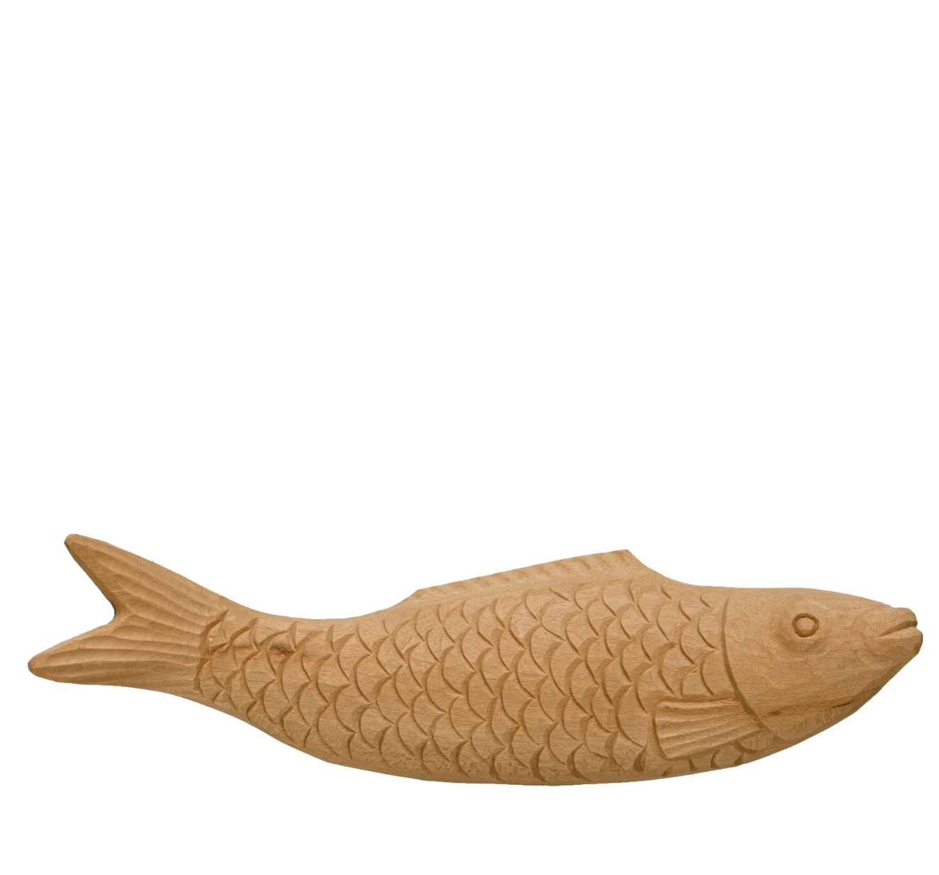 Decorative Hand Carved Wood Fish, Natural