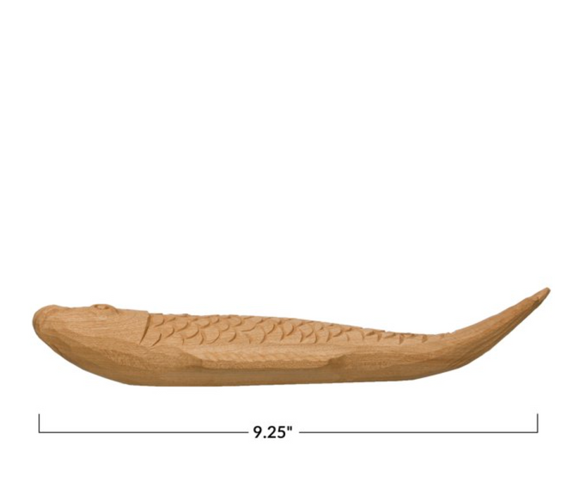 Decorative Hand Carved Wood Fish, Natural