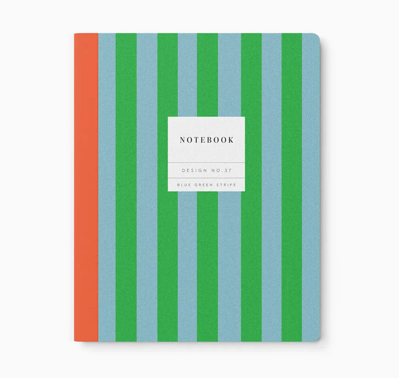 Blue Green Stripe Kaleido Large Format Notebook