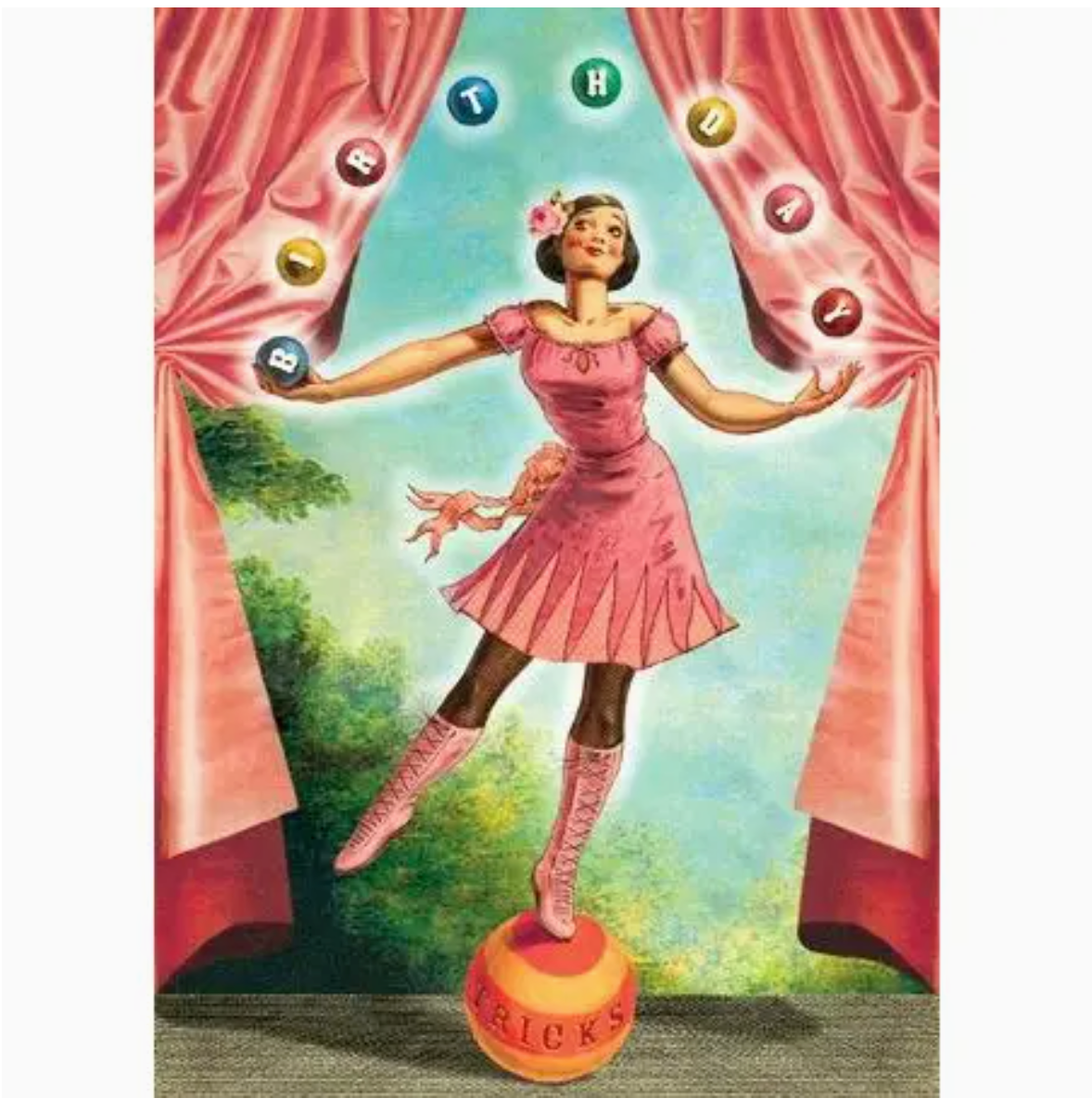 Birthday Tricks Acrobat greeting card