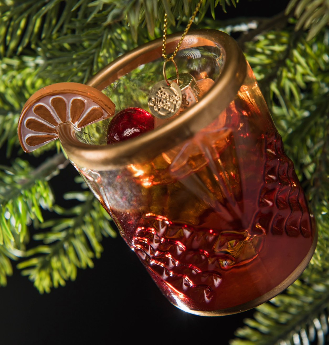 old fashioned Cocktail Holiday Ornament Christmas Decor