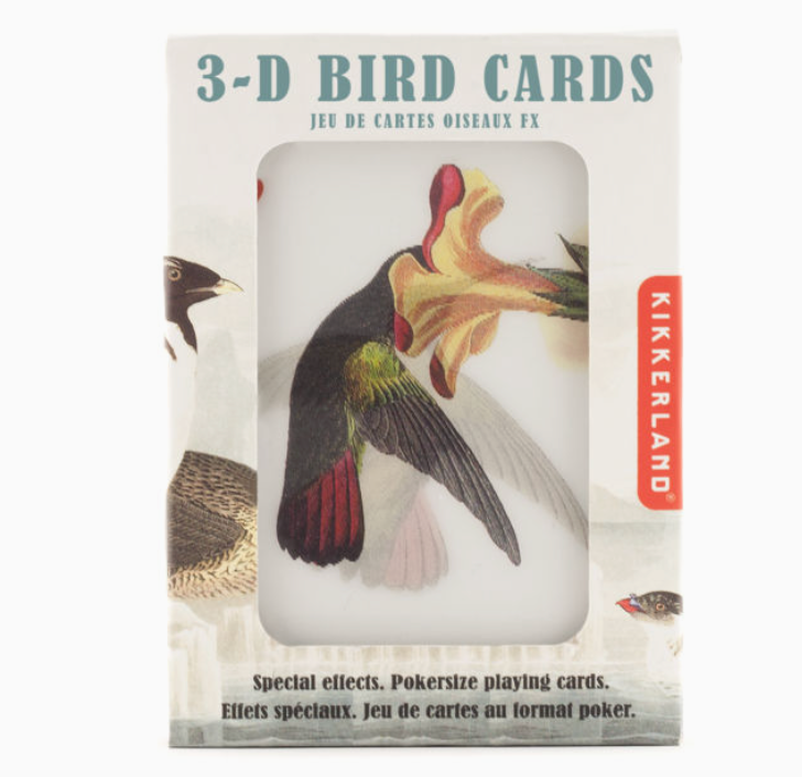 3D birds playing cards