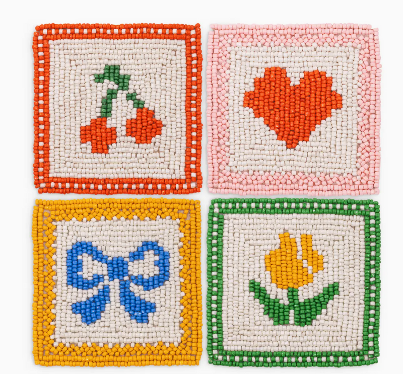 Quilt Beaded Coaster Set