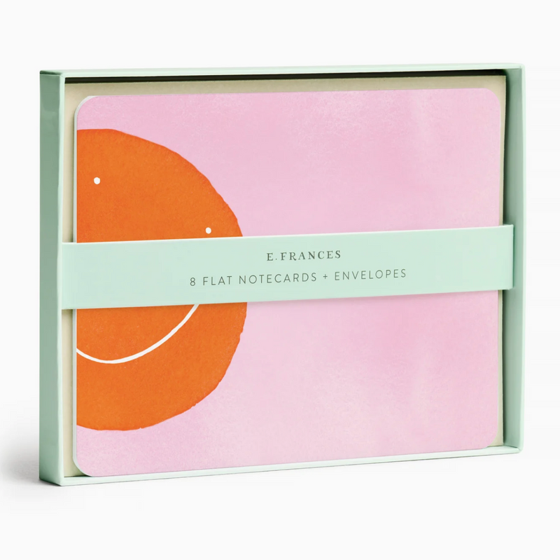 Pink/Orange smile face Flat Notes (Boxed Set of 8 Notecards)