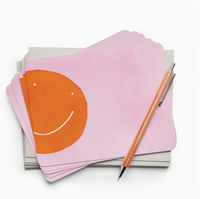 Pink/Orange smile face Flat Notes (Boxed Set of 8 Notecards)