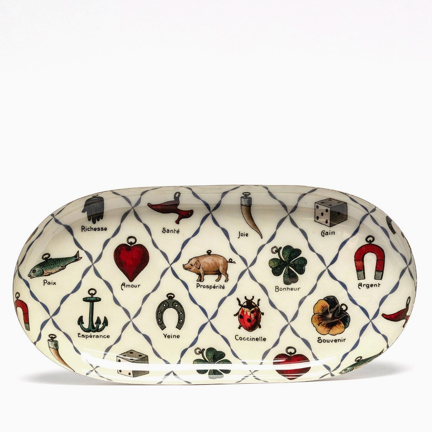 oval tray: charms