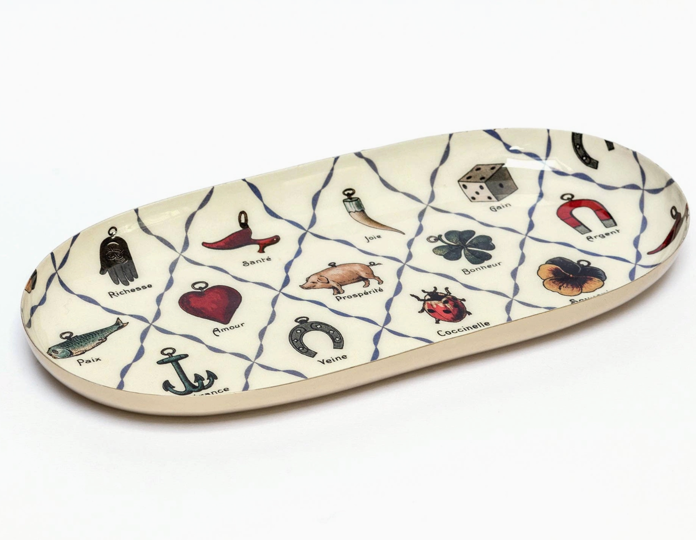 oval tray: charms
