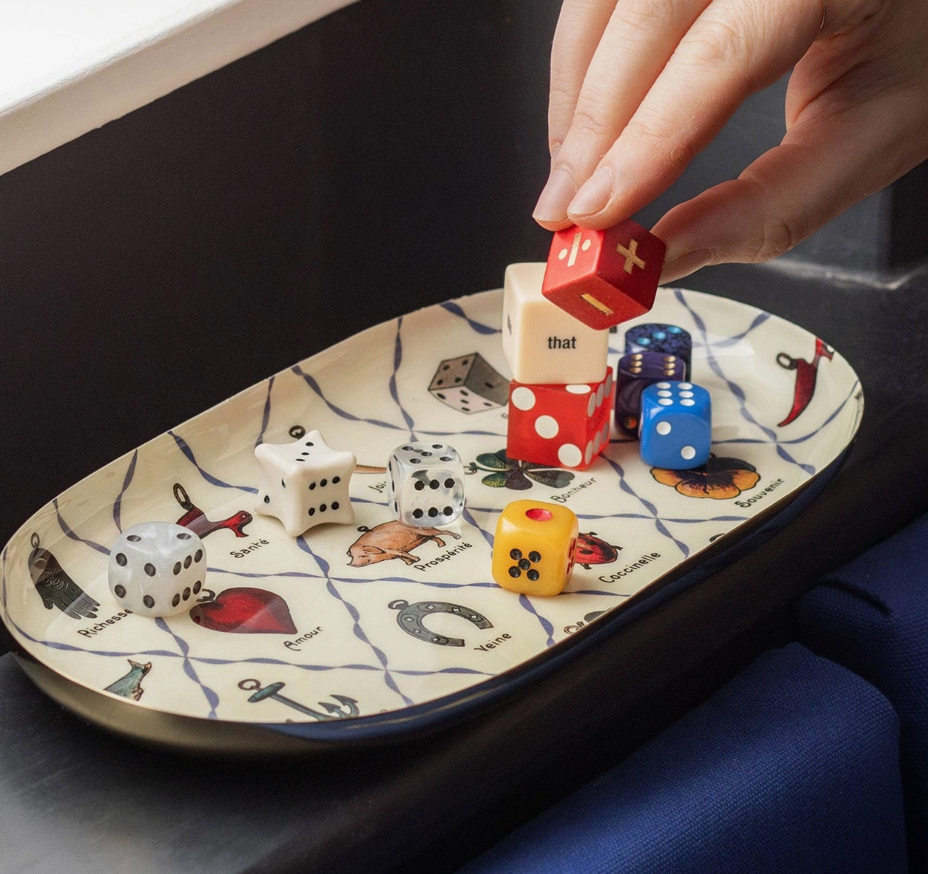 oval tray: charms