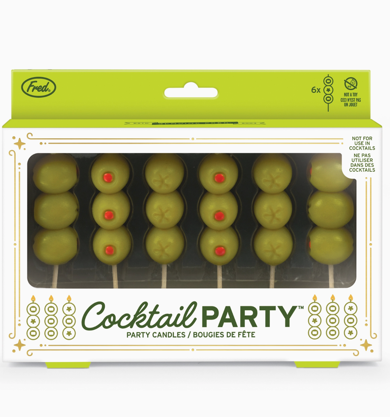 Cocktail Party Olive Candles - Set of 6