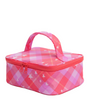 cosmetic case - pink star plaid