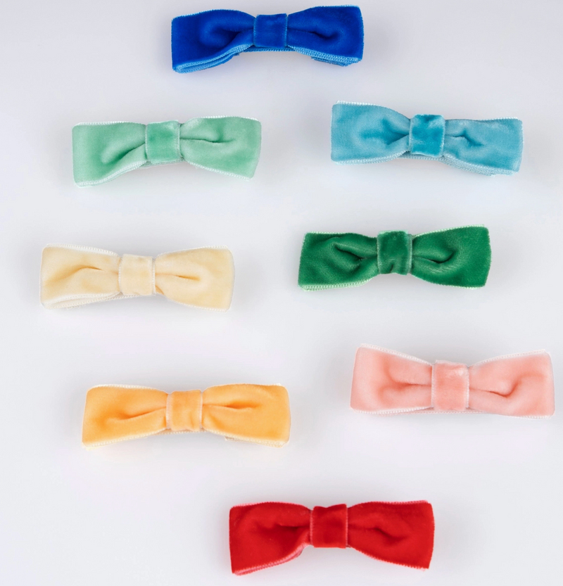 Rainbow Velvet Bow Hair Clips