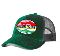 velvet trucker hat: SKANEATELES