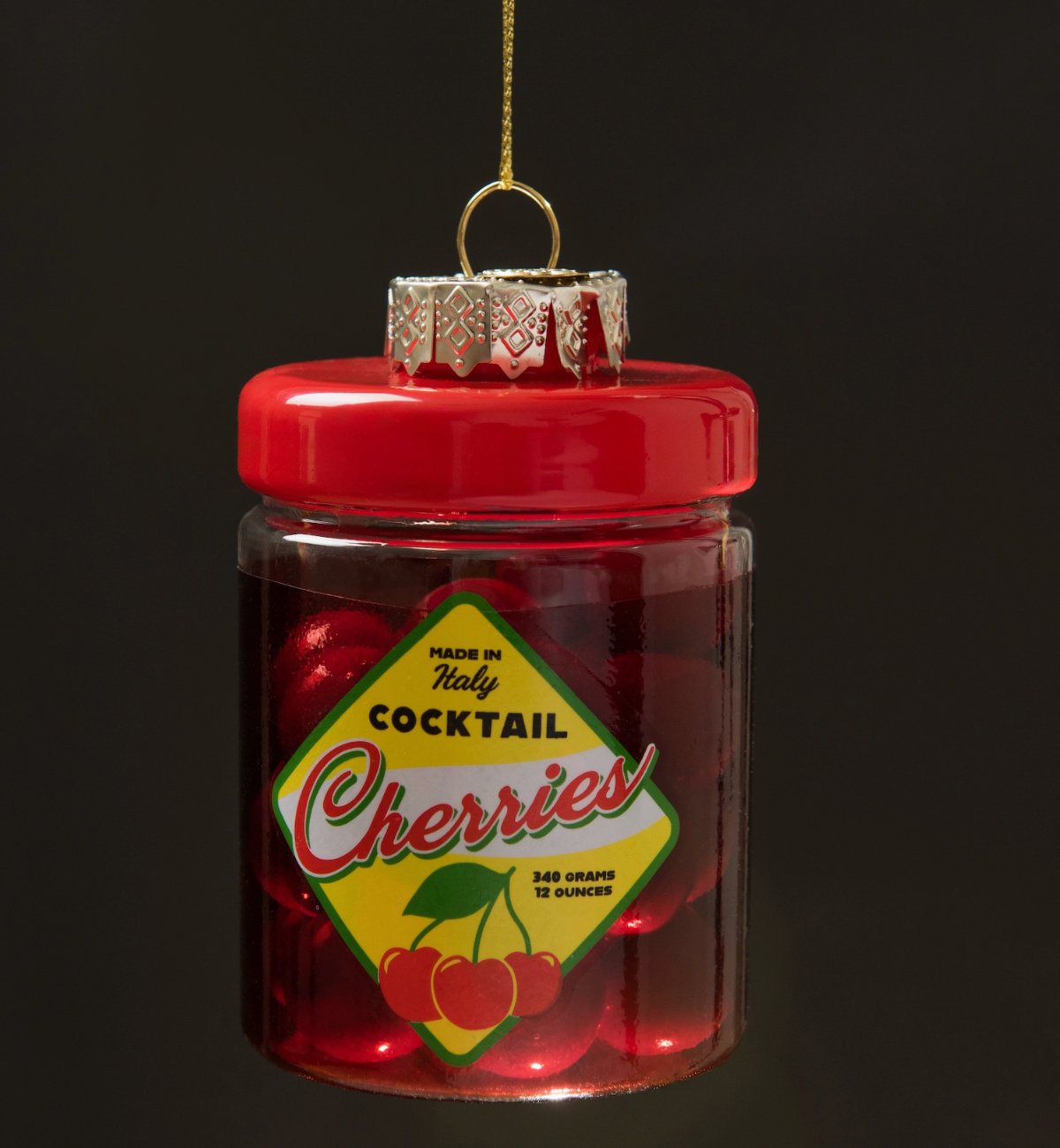 Jar of Cherries Holiday Ornament Christmas Decor