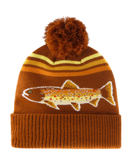 Trout Winter Knit Beanie Hat with Pom Pom Top