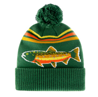 Trout Winter Knit Beanie Hat with Pom Pom Top