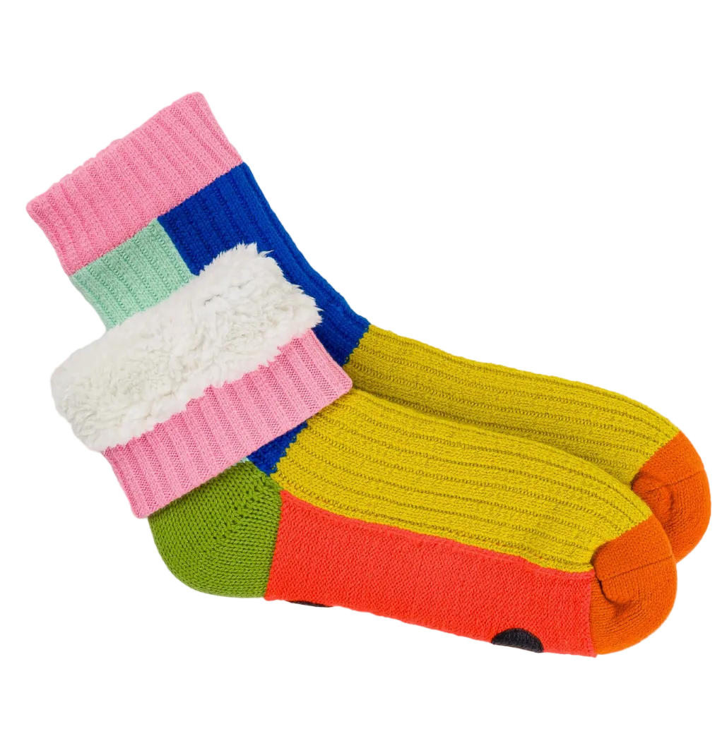 olive/cobalt: Kaleidoscope House Sock