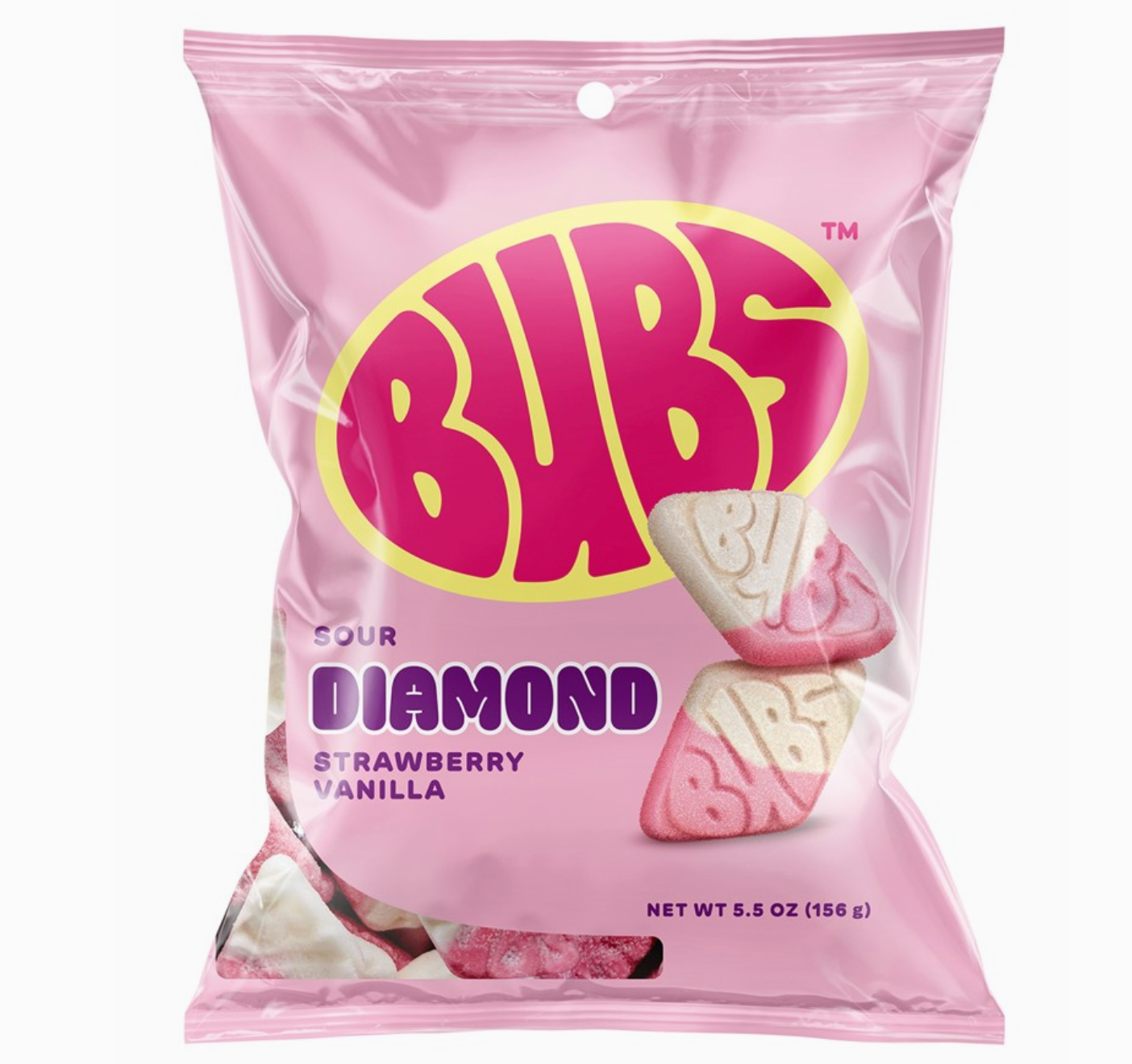 Bubs Sour Diamond Strawberry Vanilla 5.5oz Bag