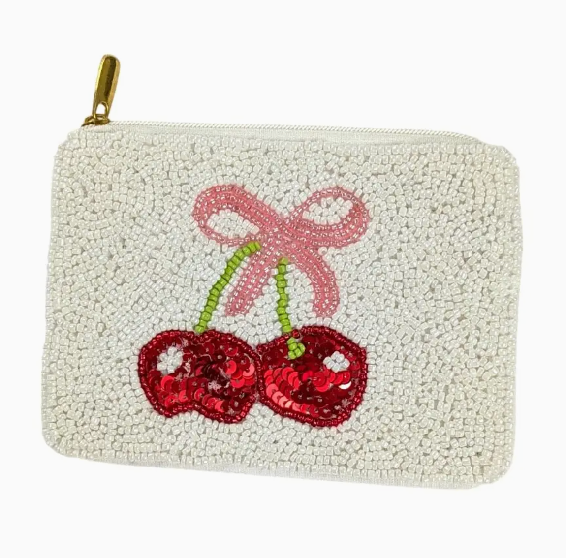 CHERRIES beaded coin purse