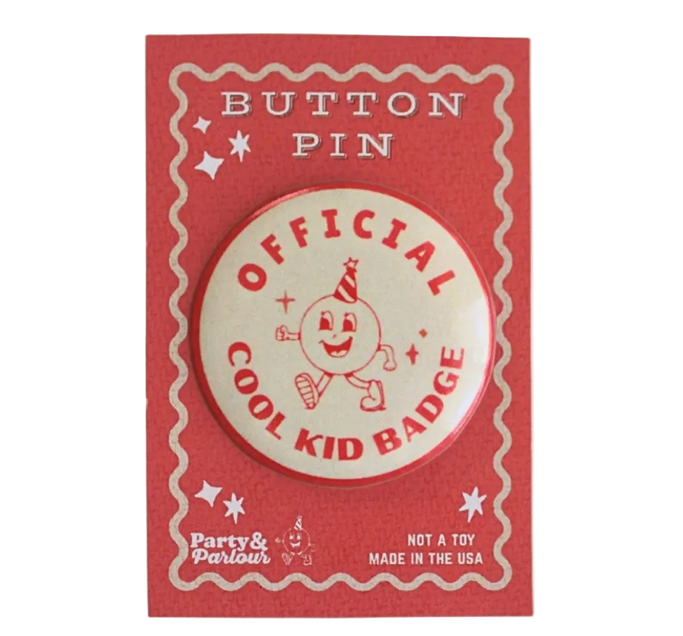 1.5" Official Cool Kid Vintage Style Button Pin Badge