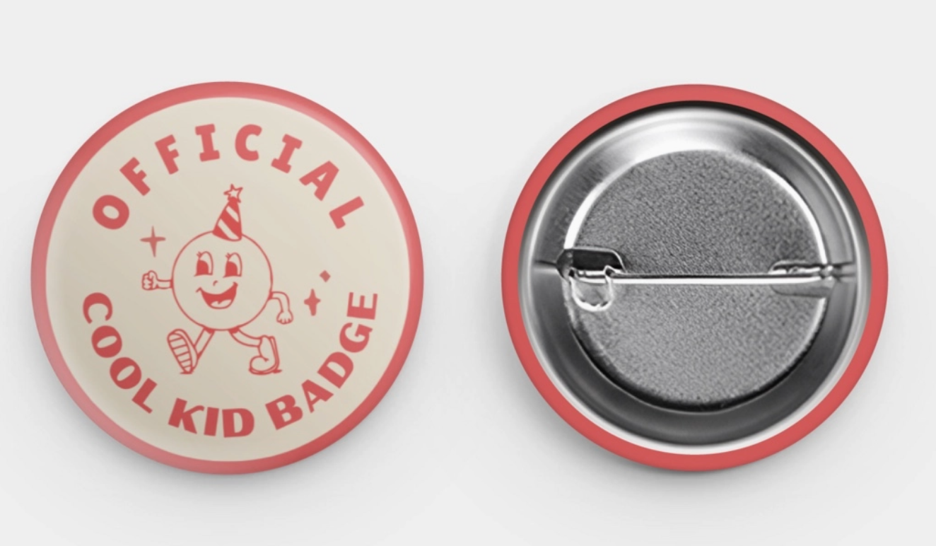 1.5" Official Cool Kid Vintage Style Button Pin Badge