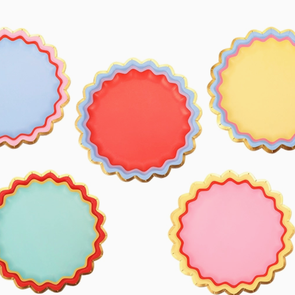 Rainbow Ric Rac Assorted Dessert Plate Set