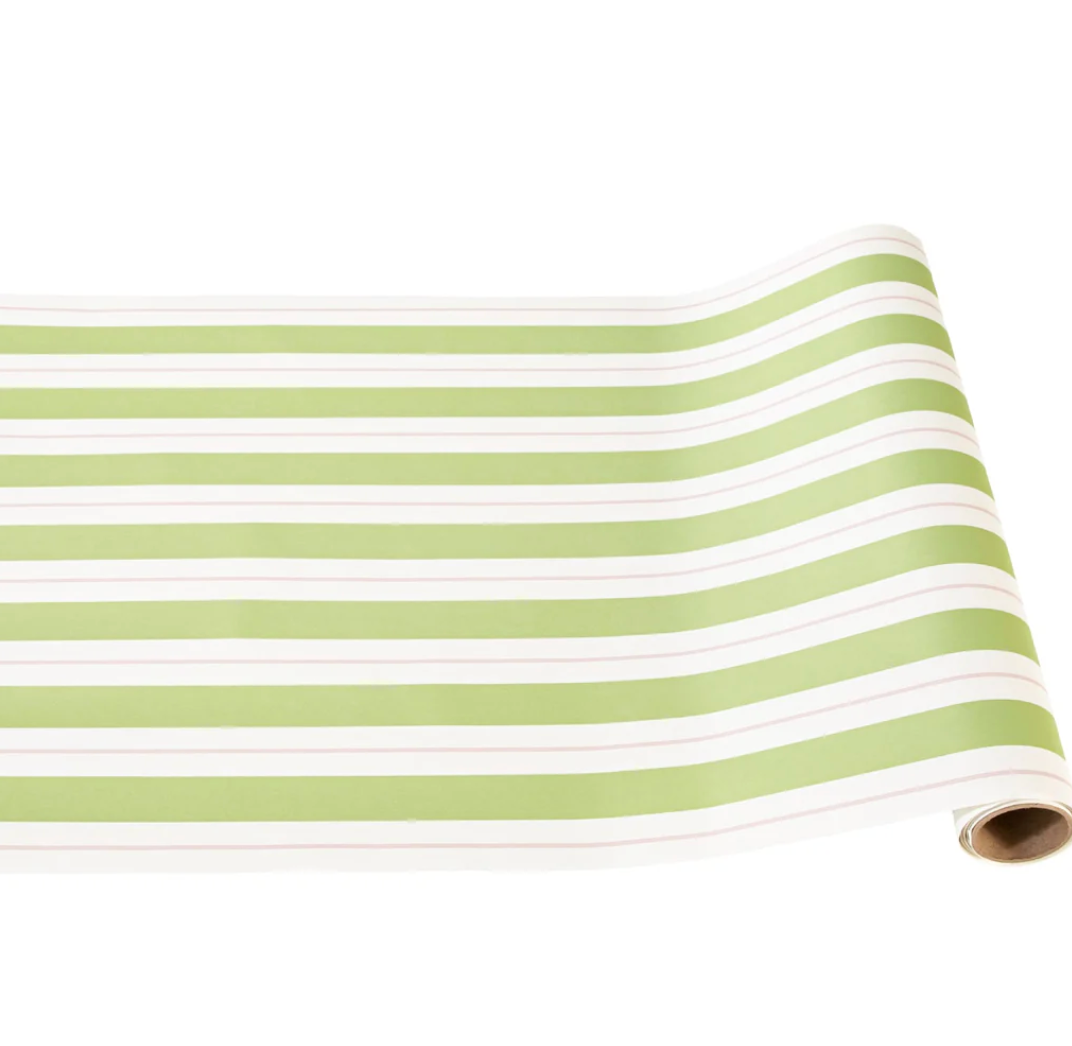 green/pink awning stripe : paper table runner