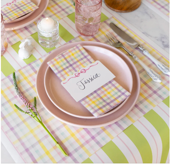 green/pink awning stripe : paper table runner