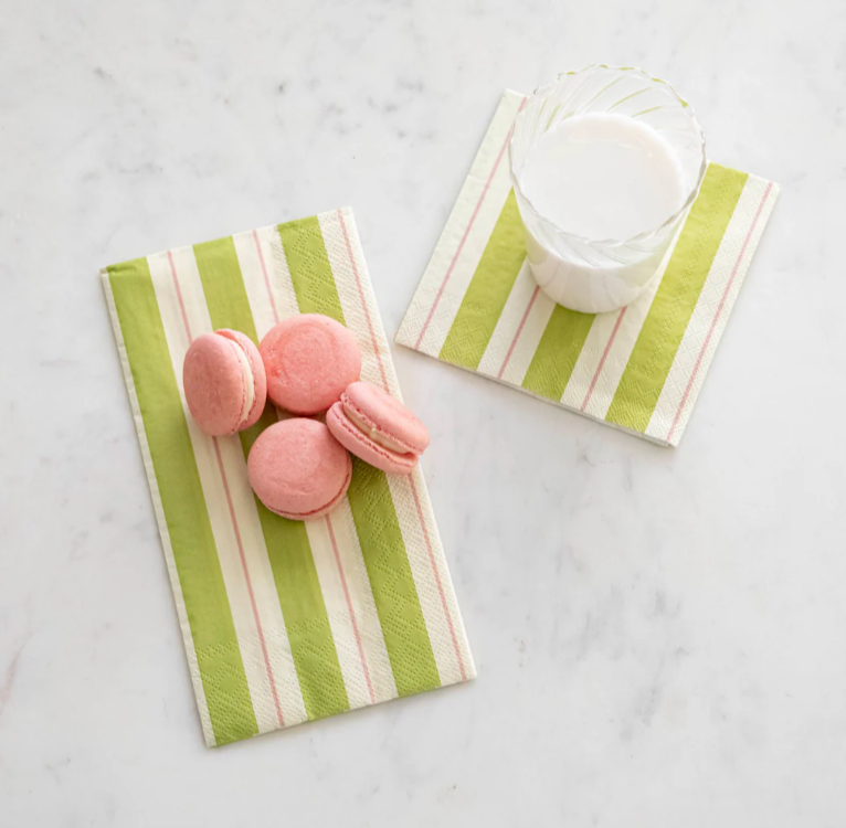 guest green/pink stripe napkin
