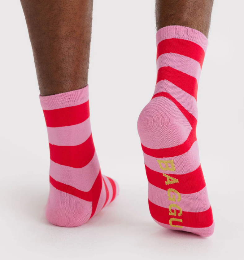 pink stripe sock: BAGGU