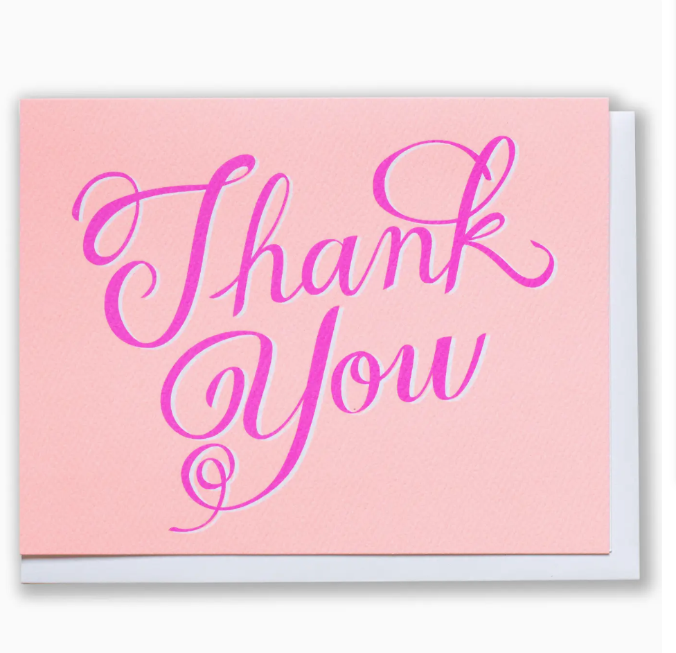 pink Thank You greeting card