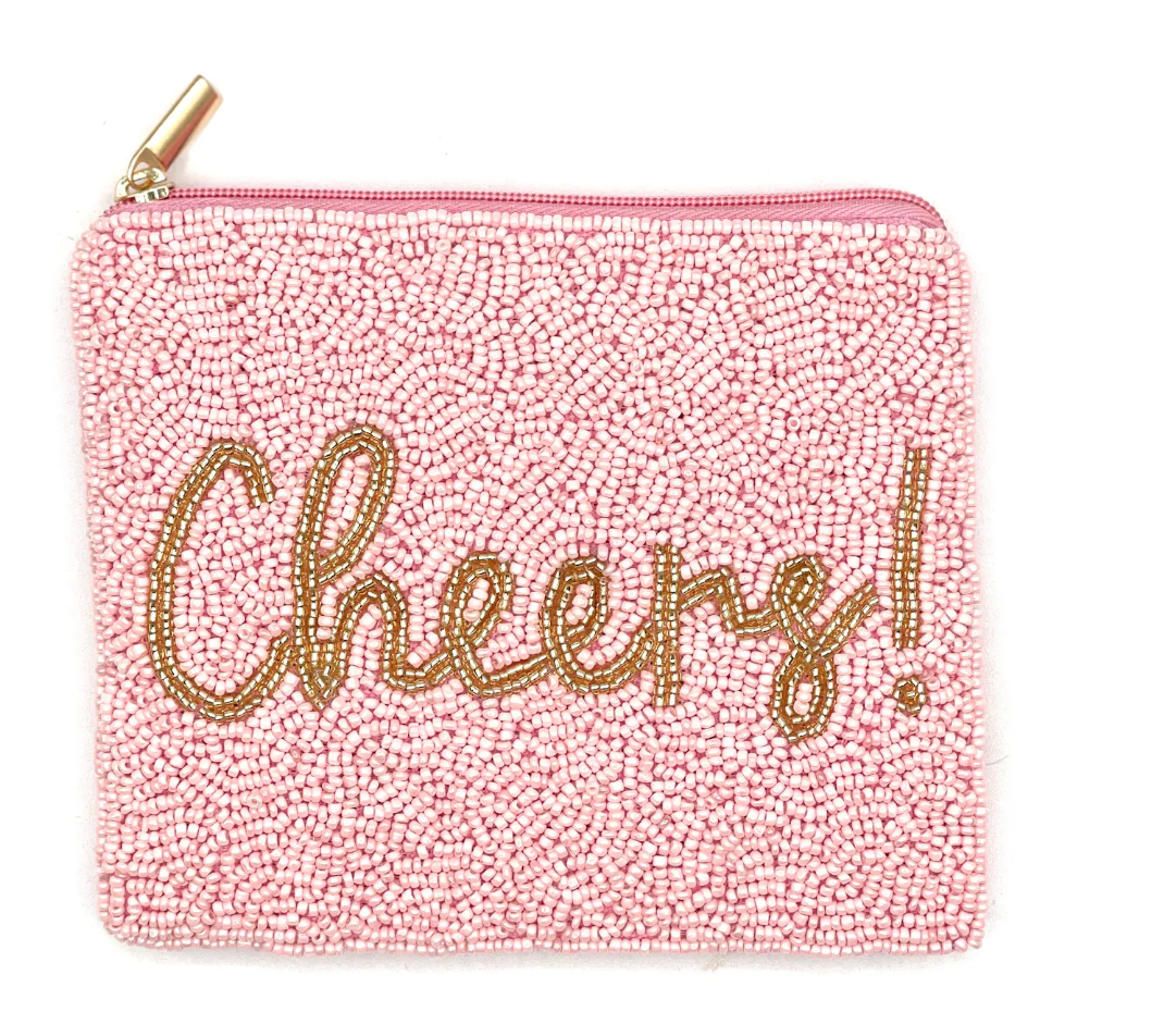 pink cheers beaded coin purse