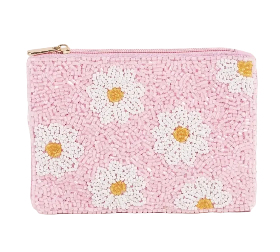 daisies beaded coin purse