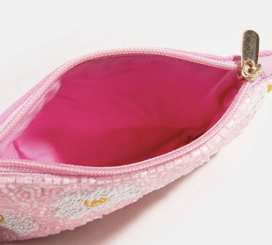 daisies beaded coin purse
