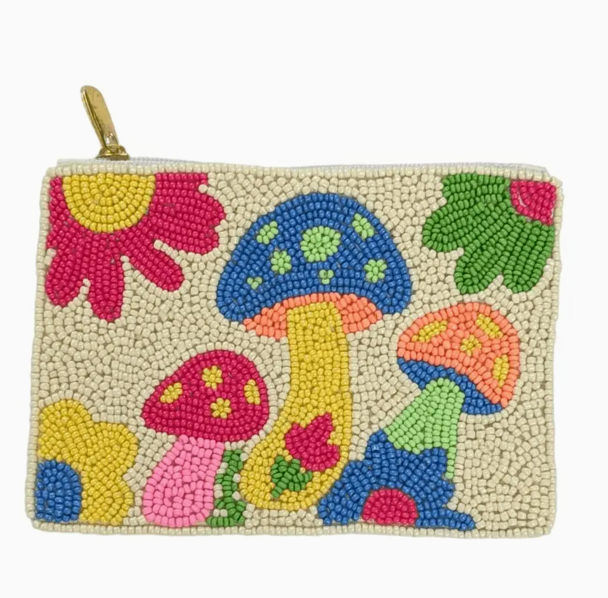 70's Mushroom beaded coin purse