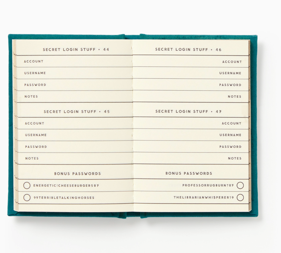 Definitely Not My Passwords - Password Diary