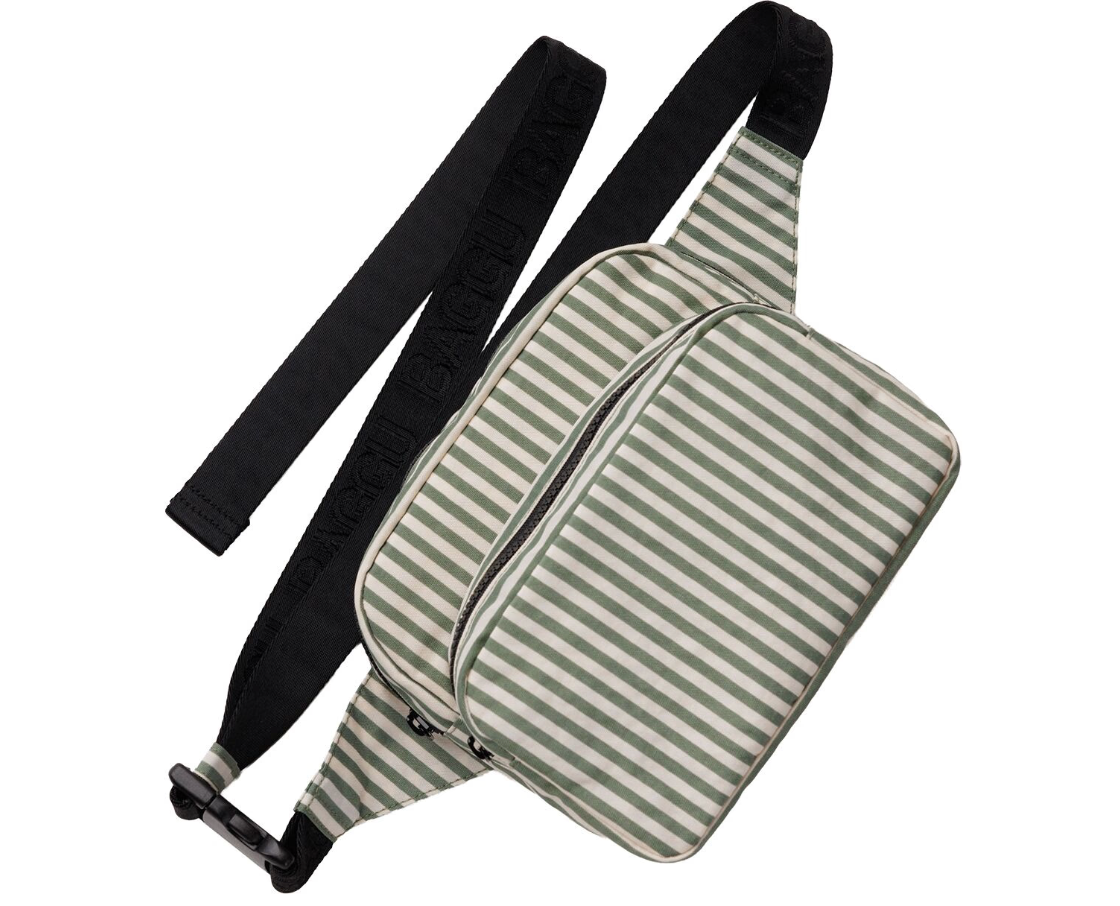 sage stripe: fanny pack