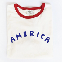 red: America Puff Ringer Graphic T-Shirt